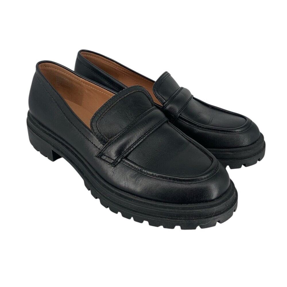 Madewell Bradley Lugsole Loafer in Black Leather Size 9 - EUC